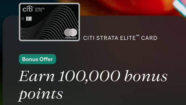 CITI Strata Elite 100k Offer